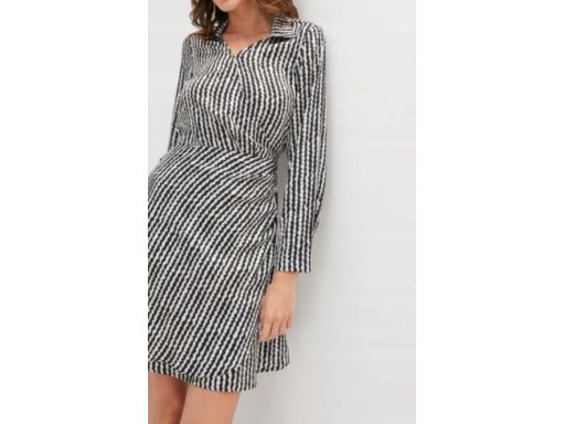 B.P.C sukienka satynowa we wzory czarno-biała ^42