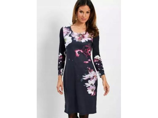 B.P.C czarna sukienka w kwiaty 40/42.