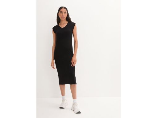 B.P.C sukienka midi z rozcięciem czarna shirtowa 40/42.