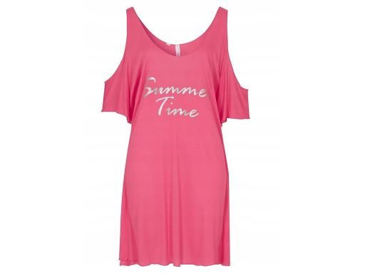 B.P.C sukienka plażowa różowa z nadrukiem z wycięciami 36/38.