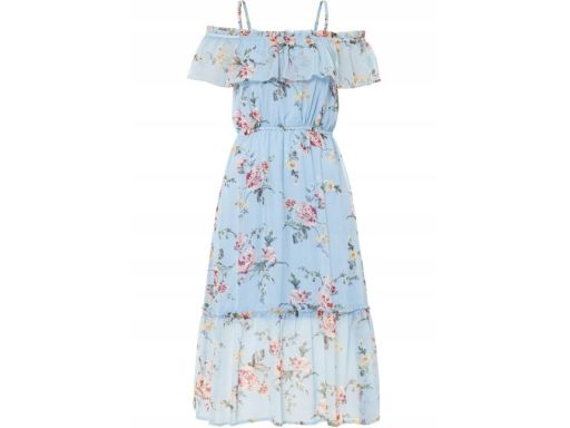 B.P.C sukienka błękitna z nadrukiem midi r.42