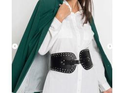 B.P.C szeroki pasek czarny z dżetami 85 cm.