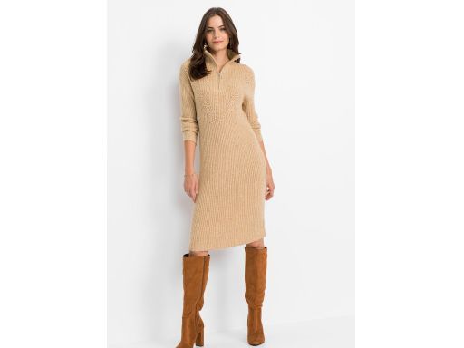 B.P.C sukienka dzianinowa ze stójką midi 44/46