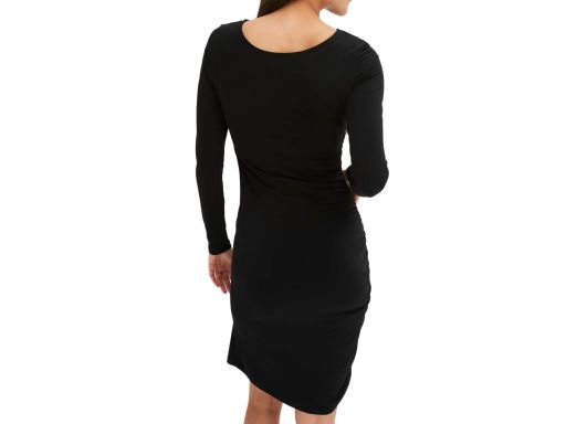 B.P.C czarna sukienka midi z marszczeniem r.44/46