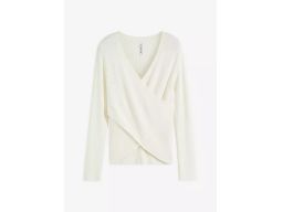 B.P.C sweterek biały z efektem założenia kopertowego 48/50.