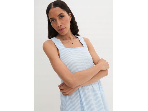 B.P.C sukienka letnia na ramiączka midi biało-niebieska w paski ^50