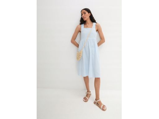 B.P.C sukienka letnia na ramiączka midi biało-niebieska w paski ^50