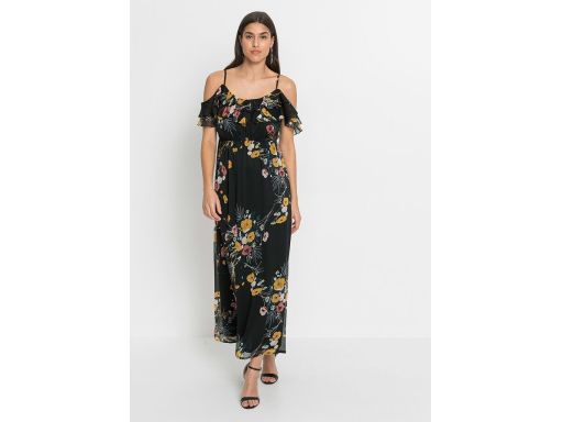 B.P.C długa sukienka odkryte ramiona szyfonowa ^36