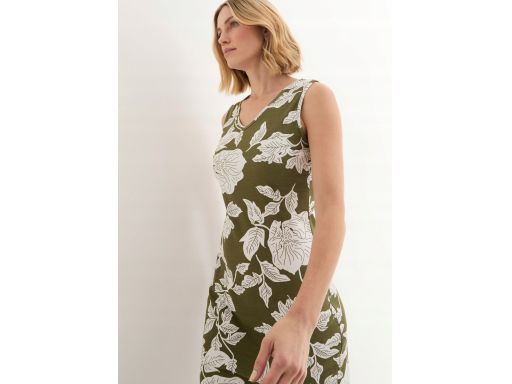 B.P.C. letnia sukienka shirtowa bawełniana zielona w białe wzory ^44/4