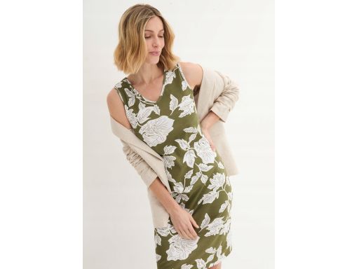 B.P.C. letnia sukienka shirtowa bawełniana zielona w białe wzory ^44/4