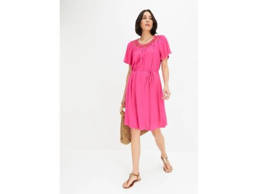 B.P.C sukienka tunikowa różowa z koronką ^44