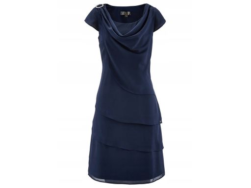 B.P.C sukienka szyfonowa ciemny granat w optyce warstwowej ^42