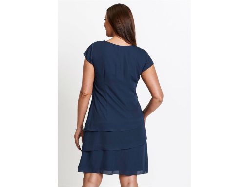 B.P.C sukienka szyfonowa ciemny granat w optyce warstwowej ^42