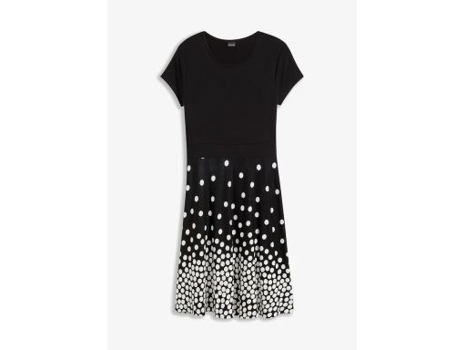 B.P.C sukienka czarna w białe grochy z wiskozy 44/46.