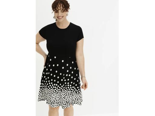 B.P.C sukienka czarna w białe grochy z wiskozy 44/46.