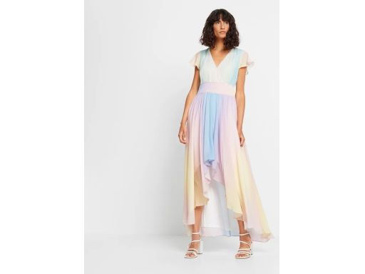 B.P.C szyfonowa sukienka asymetryczna kolorowa cieniowana r.42