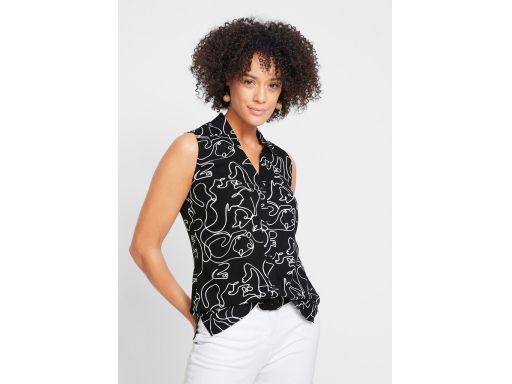 B.P.C koszula bez rękawów czarna w białe wzory 38.