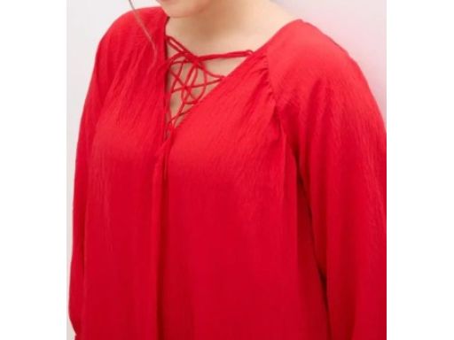 B.P.C czerwona długa sukienka kaftanowa kreszowana r.44