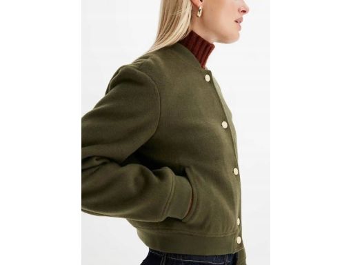 B.P.C krótki płaszcz bomberka khaki w optyce wełnianej ^54