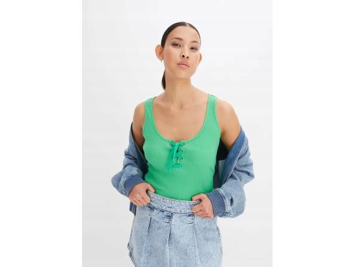 B.P.C top w prążek zielony ze sznurowaniem r.40/42