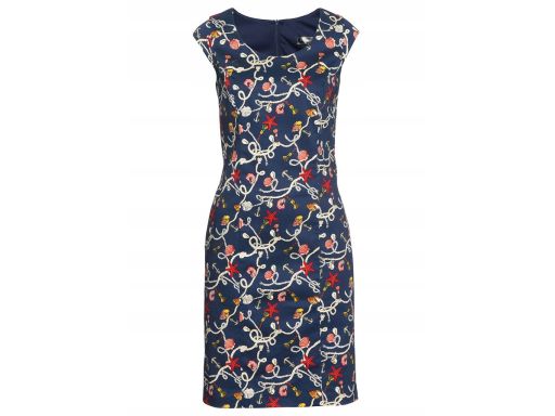 B.P.C Sukienka ołówkowa granatowa we wzory marinistyczne morskie ^36