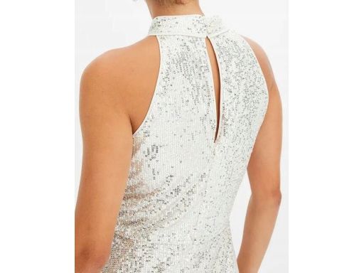 B.P.C sukienka beżowa ze srebrnymi cekinami ^40/42