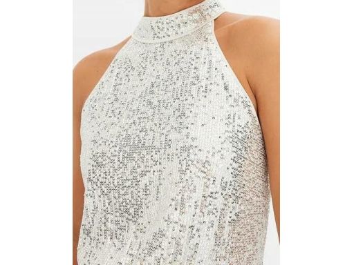 B.P.C sukienka beżowa ze srebrnymi cekinami ^40/42