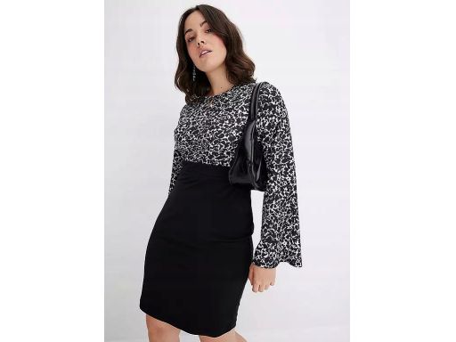 B.P.C sukienka ołówkowa w optyce 2w1 czarno-biała ^36/38