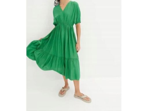 B.P.C zielona sukienka midi wiskoza ^44