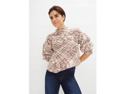 B.P.C krótki sweter ze stójką w dekolcie melanż ^48/50
