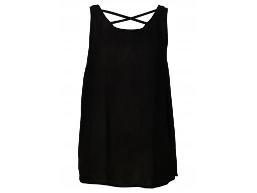 B.P.C Bluzka top z krepy czarna z dekoracyjnymi paskami ^42