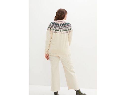 B.P.C beżowy sweter we wzór norweski z golfem 48/50.