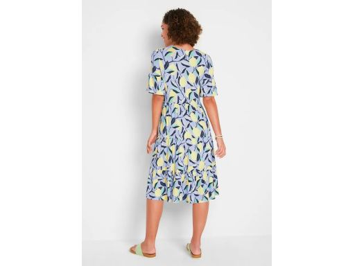 B.P.C sukienka do kolan z dżerseju we wzory roślinne 44/46.