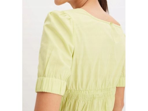 B.P.C bluzka zielona limonka bawełniana z marszczeniem ^34