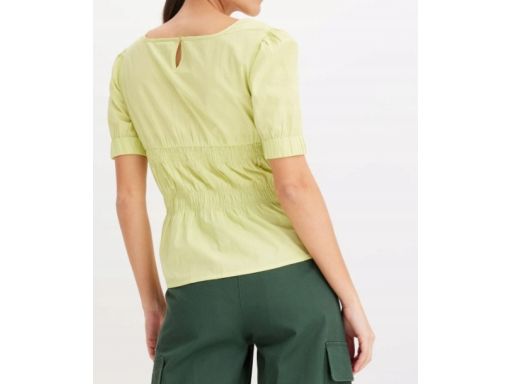 B.P.C bluzka zielona limonka bawełniana z marszczeniem ^34