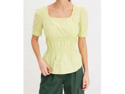 B.P.C bluzka zielona limonka bawełniana z marszczeniem ^34