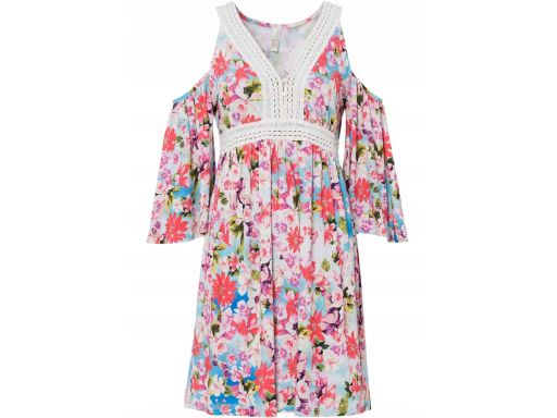B.P.C sukienka w kwiatki z koronką 32/34.