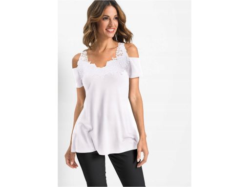 B.P.C bluzka odkryte ramiona koronka biała ^32/34