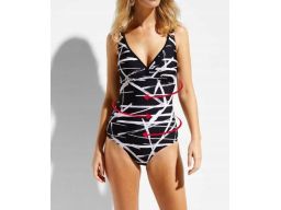 B.P.C kostium jednoczęściowy czarny w białe wzory r.50