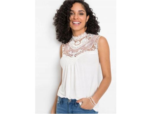 B.P.C top śmietankowy z koronką ^32/34