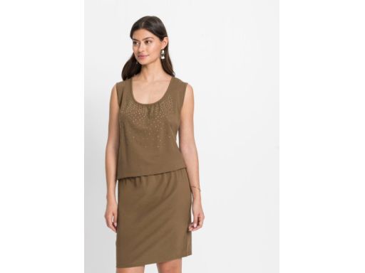 B.P.C sukienka dżersejowa z dżetami khaki ^36/38