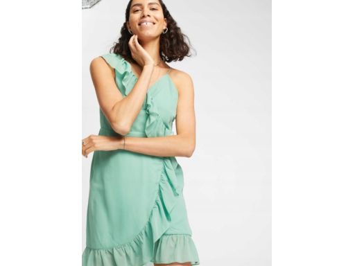 B.P.C. sukienka szyfon falbany kopertowa szałwiowa r.36