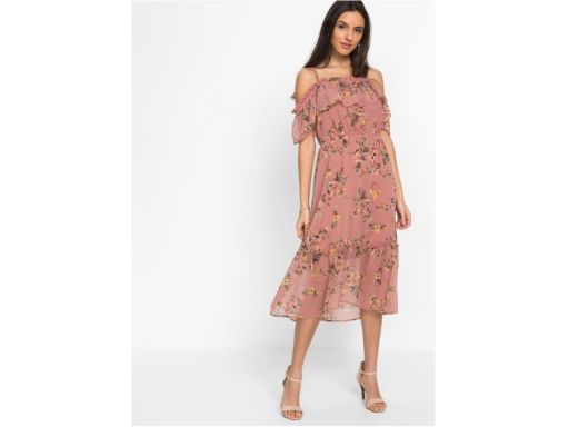 B.P.C midi szyfonowa sukienka carmen w kwiaty r.42