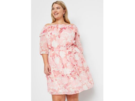 B.P.C szyfonowa sukienka carmen we wzory ^42