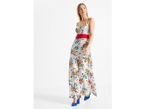 B.P.C długa sukienka w kwiaty z koronką r.36/38