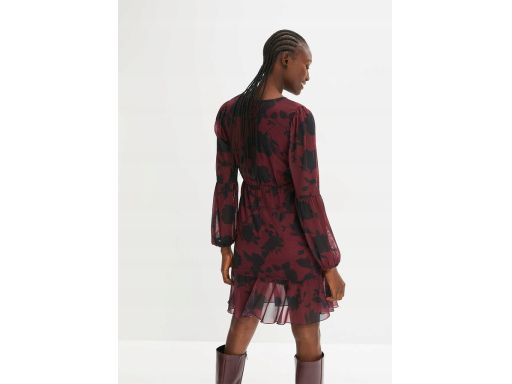 B.P.C sukienka siateczkowa brązowa w czarne kwiaty ^36/38