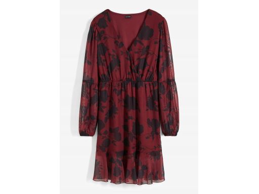 B.P.C sukienka siateczkowa brązowa w czarne kwiaty ^36/38