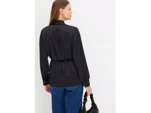 B.P.C bluzka satynowa tunika czarna odcinana w pasie r.44