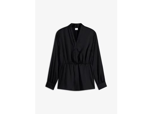B.P.C bluzka satynowa tunika czarna odcinana w pasie r.44