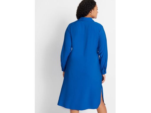 B.P.C niebieska sukienka midi koszulowa z przewiązaniem 46.